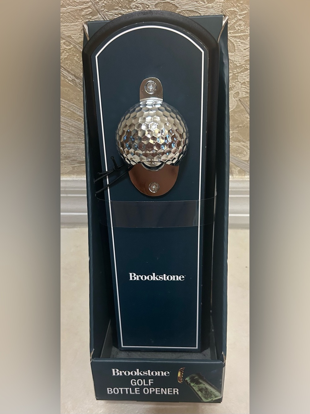 Brookstone Silver and Green Wall-Mounted Golf Ball Bottle Opener